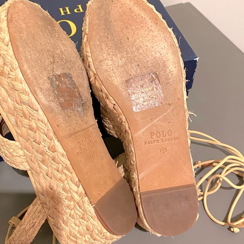 Polo Ralph Lauren Raffia Platform Shoe sz 7.5 - Picture 11 of 15